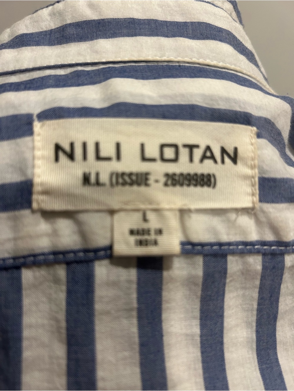 Nili Lotan Yorke Light Blue and White Striped Button Up Shirt Large - Picture 3 of 4